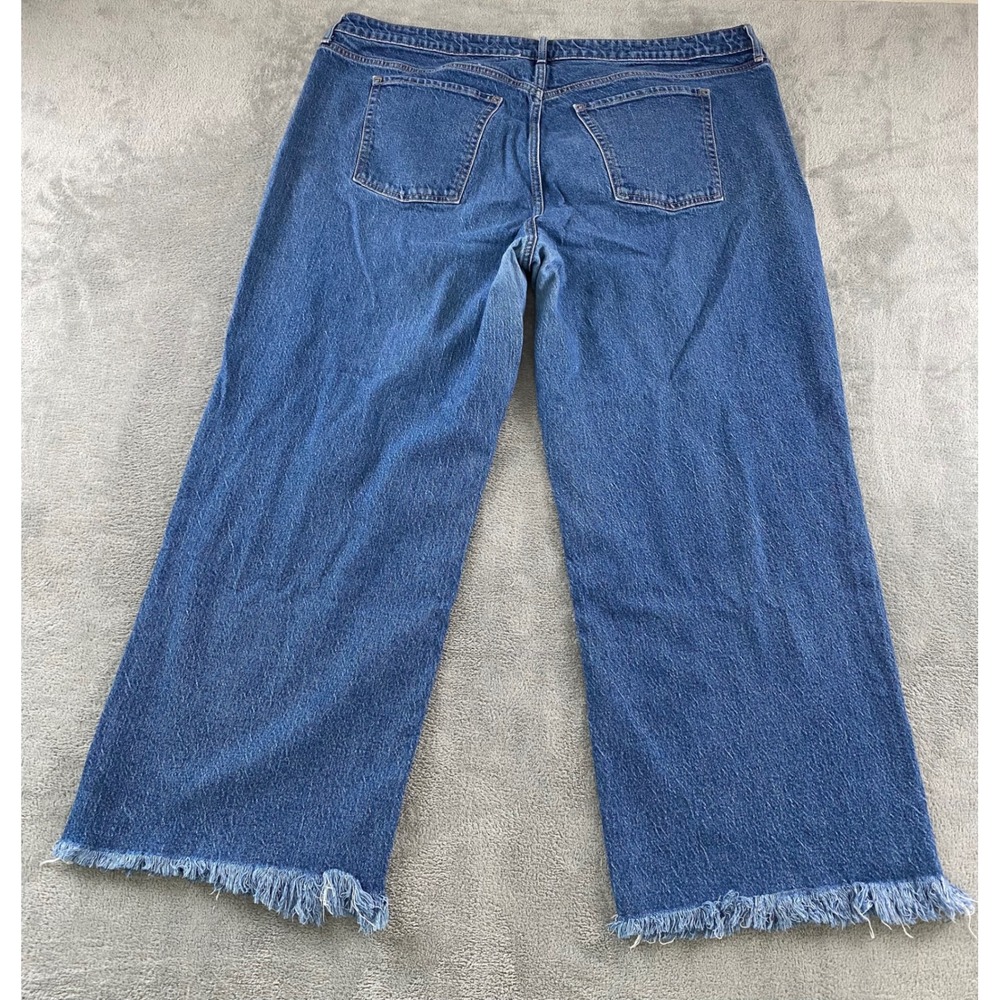 Old Navy Womens Plus 22 Mid-Rise Wide-Leg Jeans Medium Wash Raw Hem Blue Denim - Picture 14 of 14
